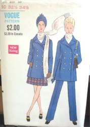 7666 VOGUE 2 BREASTED JACKET, A-SKIRT, PANTS 68 PATTERN 10 32 1/2''B OR 14 36b adjusted choice